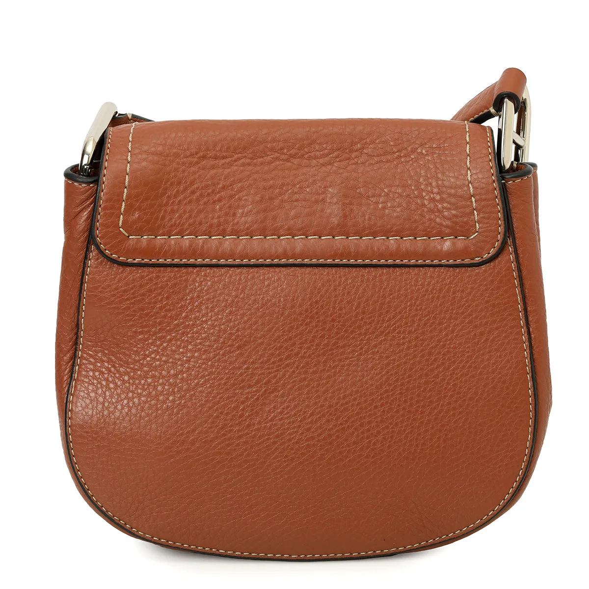 Brown Leather & Suede Flap Crossbody Bag Mini