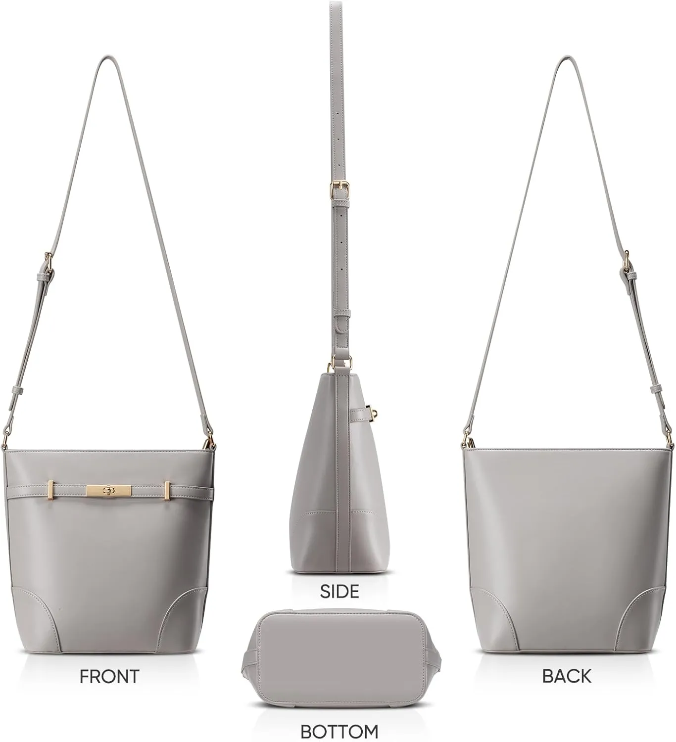 Bucket Bag for Women Leather Shoulder Purse Trendy Design Mideum Size Shoulder Handbags with Adjustable Strap