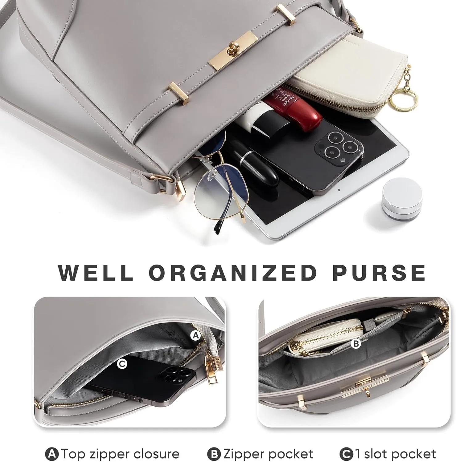 Bucket Bag for Women Leather Shoulder Purse Trendy Design Mideum Size Shoulder Handbags with Adjustable Strap