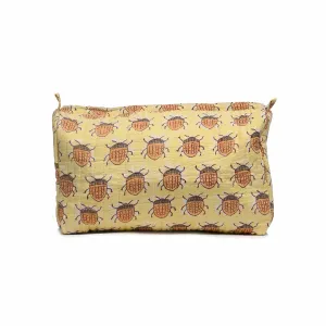 BUG HAND BLOCK PRINTED QUILTED TOILETRY POUCH