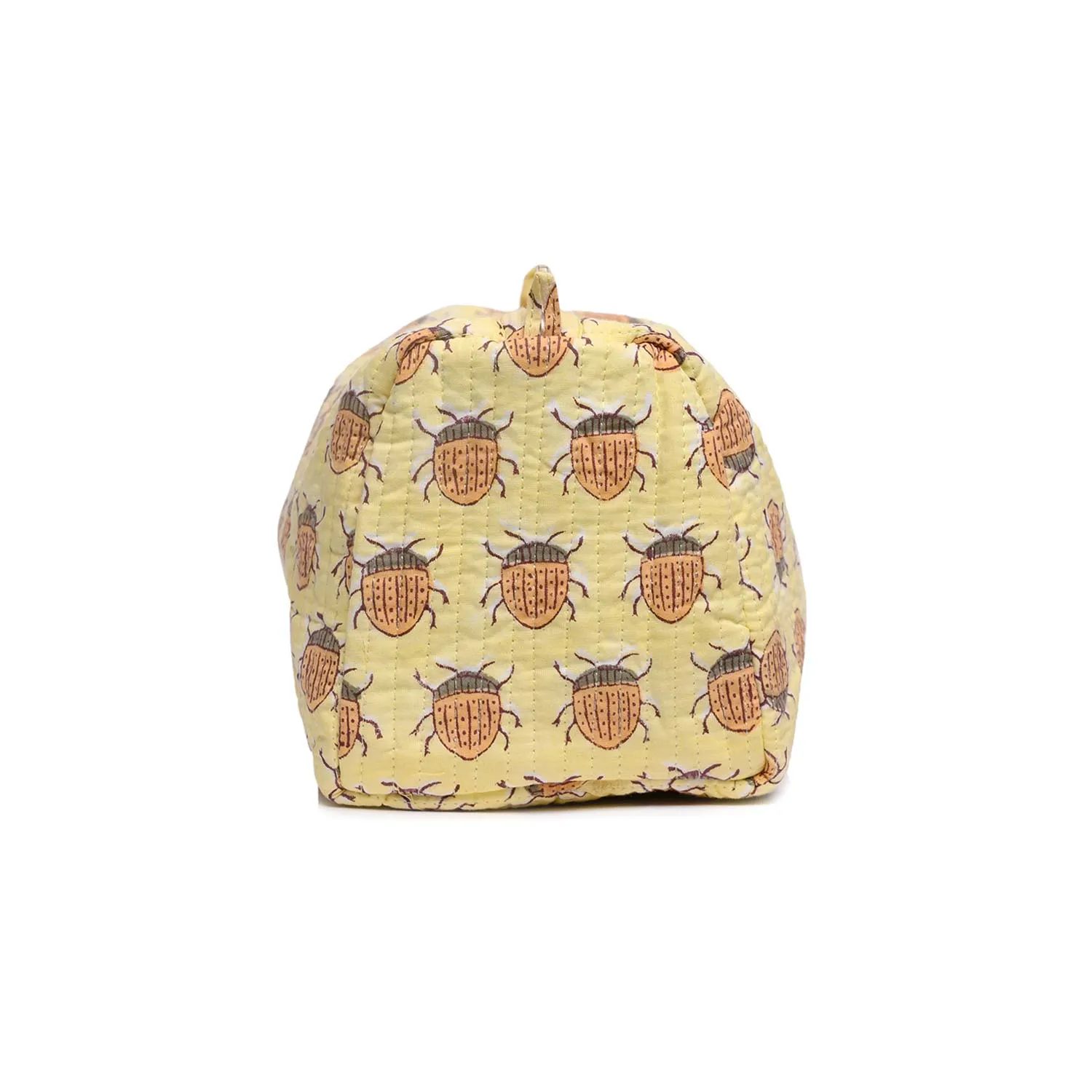 BUG HAND BLOCK PRINTED QUILTED TOILETRY POUCH