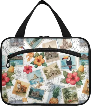Burbuja Travel Postage Stamp Travel Toiletry Bag for Women, Hanging Waterproof Toiletry Bag Cosmetic Organizer for Toiletries Accessories, M
