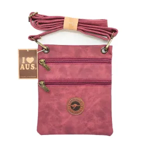 Burgundy Two Zip Suede Travel Bag