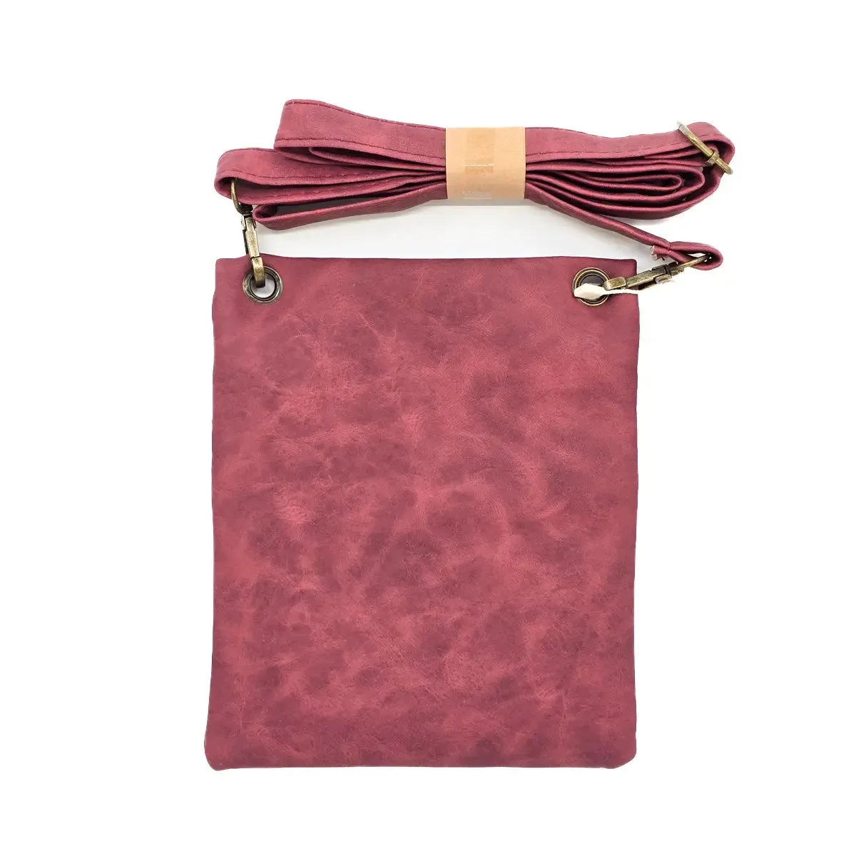 Burgundy Two Zip Suede Travel Bag
