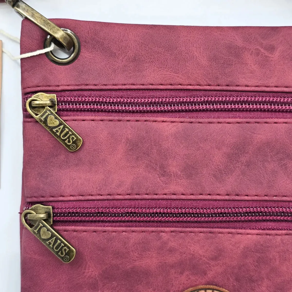 Burgundy Two Zip Suede Travel Bag