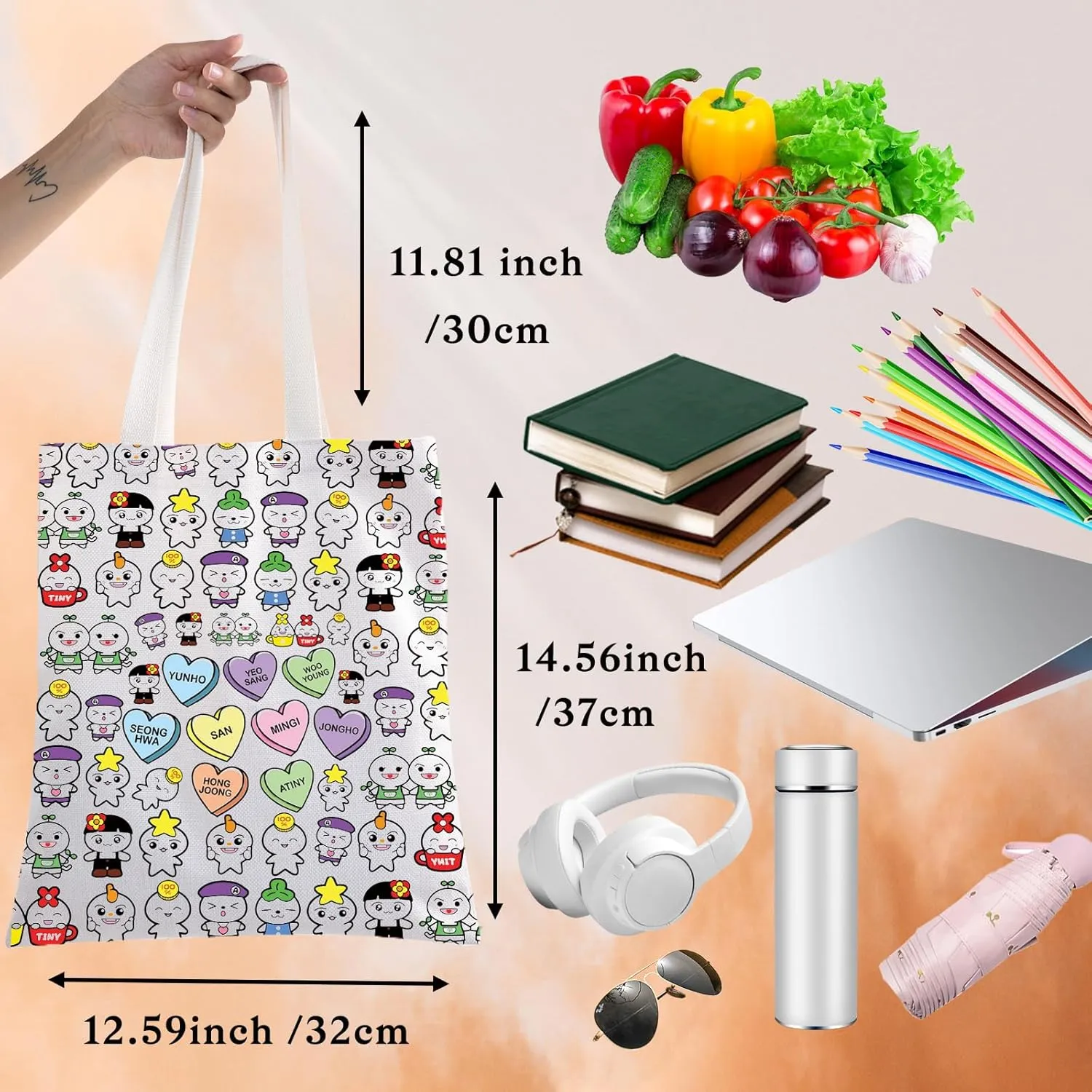 BWWKTOP K-Pop Cosmetic Makeup Bag Korean Group Fans Gift Korean Members Travel Zipper Pouch Bag (YUNH TG)