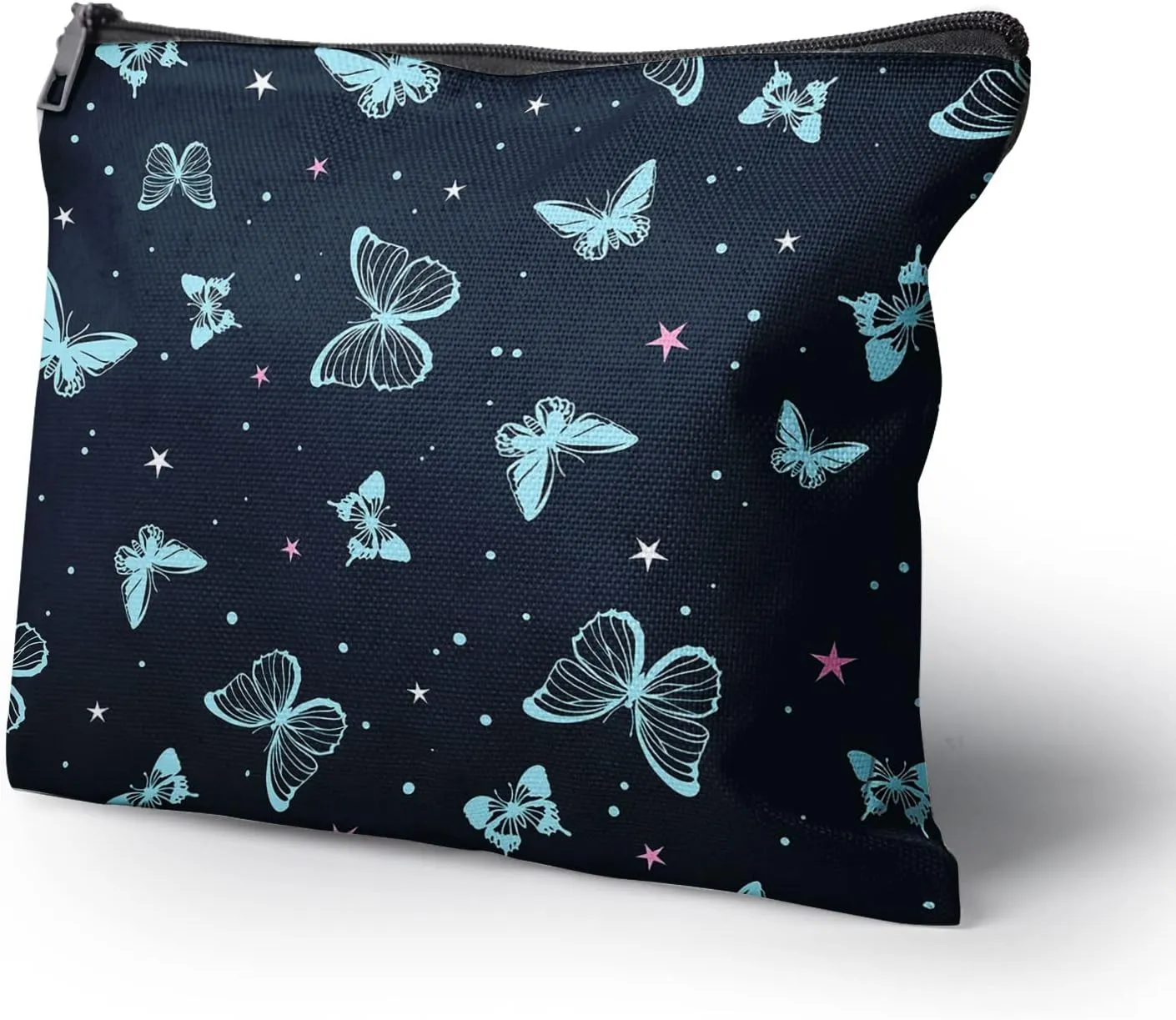 Cafl Beautiful Butterfly Makeup Bag Cute Butterfly Zipper Pouch Cosmetic Pouch Large Travel Linen Make Up Organizer for Purse for Girls Women 10×8Inch