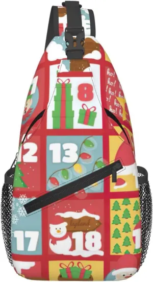 Calendar print chest crossbody bag, fashion leisure travel bag, cross-body bag for men and women, Black, One Size, Black, One Size