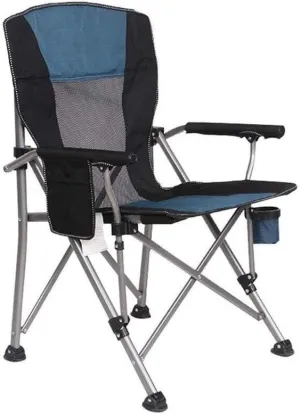 Camping Chair Ergonomic High Folding Outdoor Chair with Padded Armrests, Cup Holder, Heavy Duty 600D Oxford Fabric, Supports 150kg