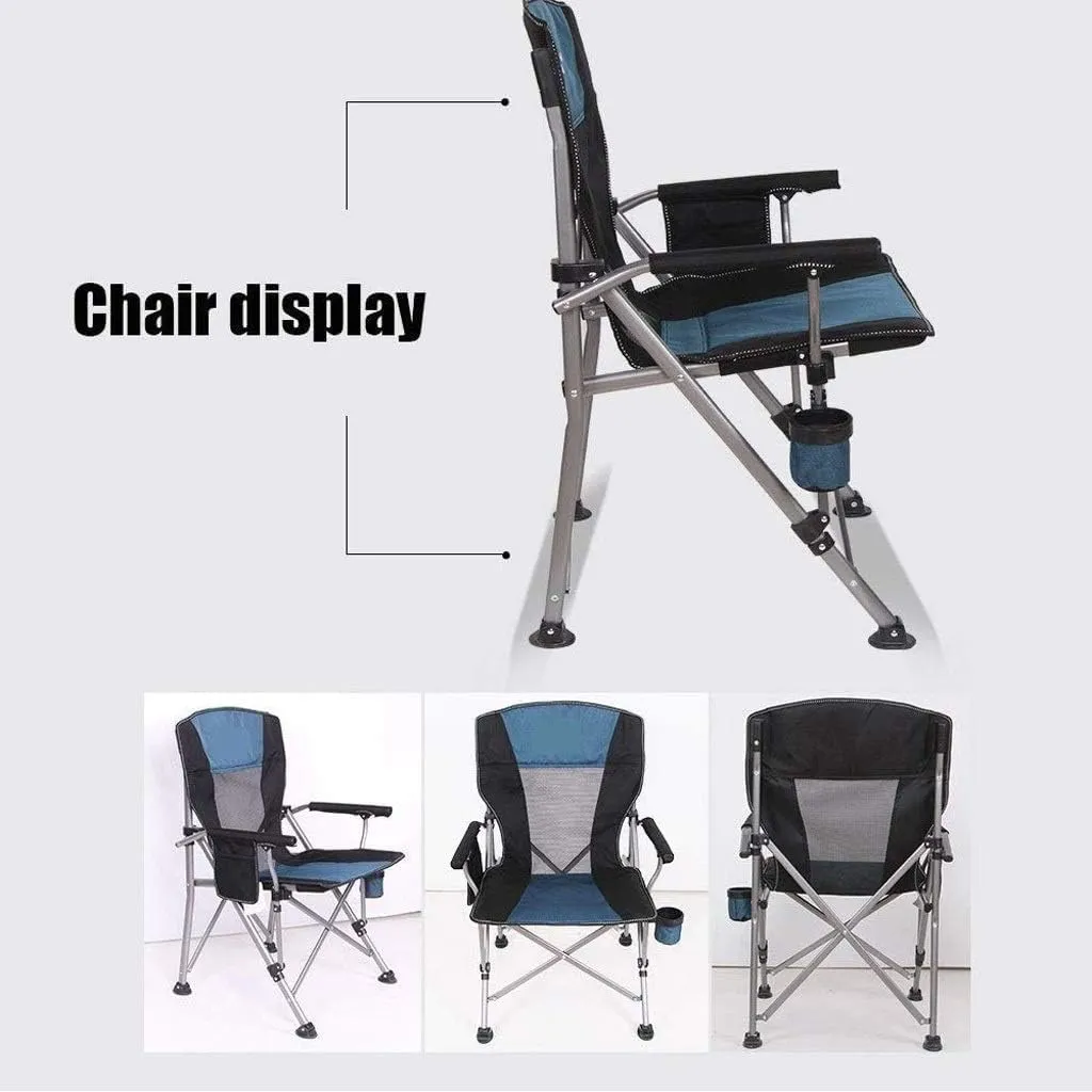 Camping Chairs, Camping Chair Ergonomic High Back Support Chair Folding Chair Outdoor Heavy Duty, Padded Armrest, Cup Holder