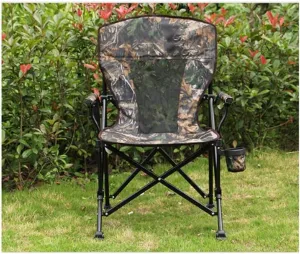 Camping Chairs, Camping Chair Ergonomic High Back Support Chair Folding Chair Outdoor Heavy Duty, Padded Armrest, Cup Holder
