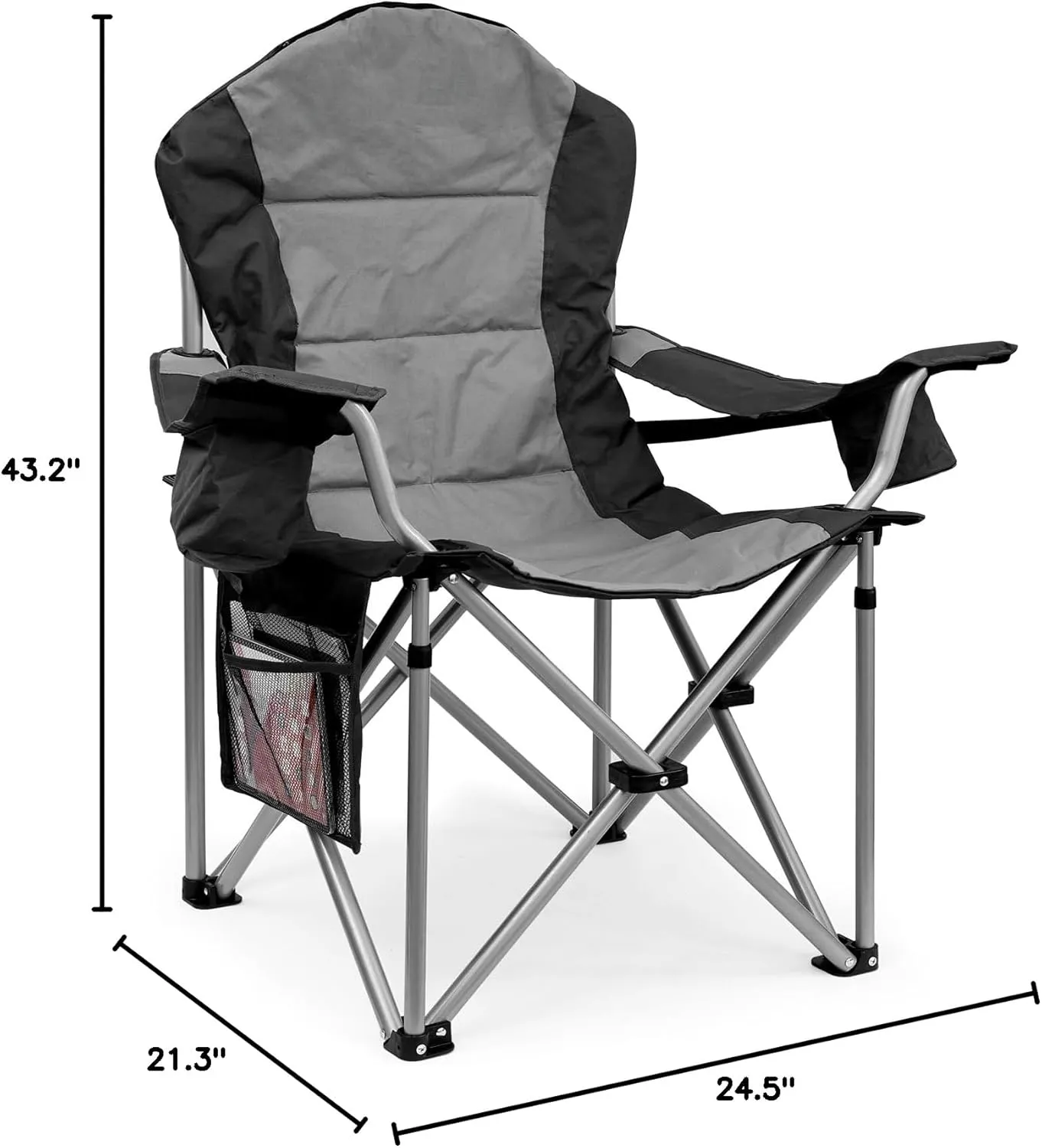 Camping Chairs, High Back Folding Camping Chairs with Lumbar Support, Heavy Duty Camping Chairs with Cooler Pouch, Lawn Chairs with Armrest Rest Support to 400LBS