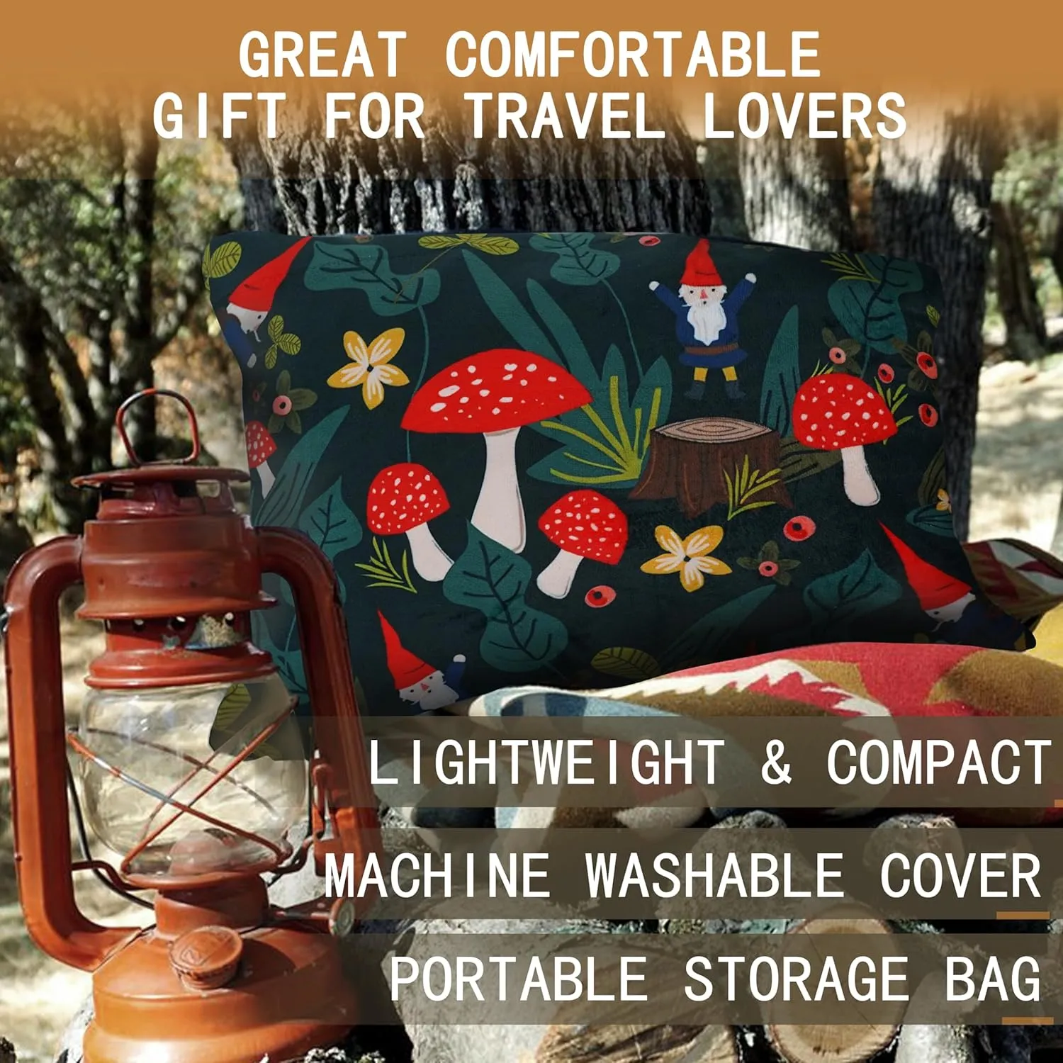 Camping Pillow Shredded Memory Foam Travel Pillows for Sleeping Compressible Lightweight Camp Pillow Washable Backpacking Pillow for Camping & Hiking Firm Supportive Small Pillow for Travel