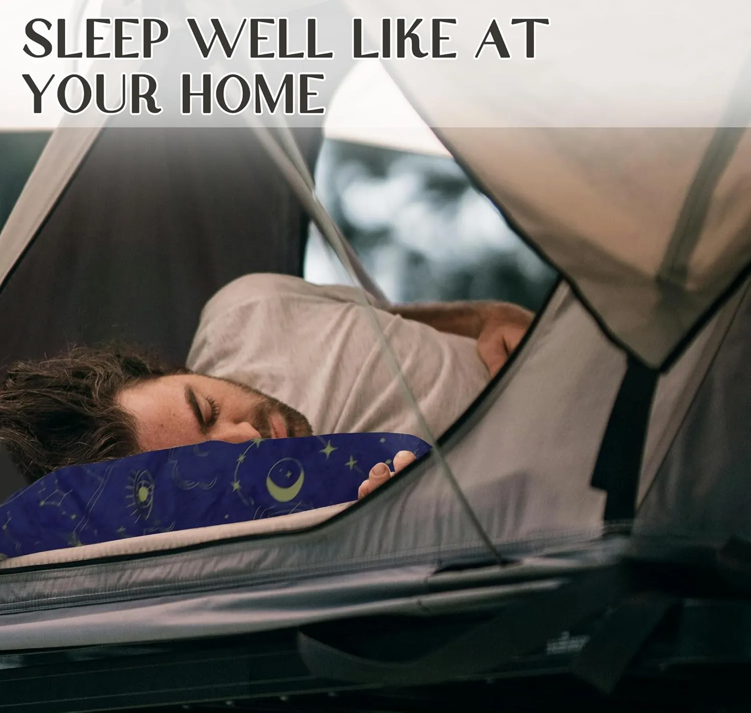 Camping Pillow Shredded Memory Foam Travel Pillows for Sleeping Compressible Lightweight Camp Pillow Washable Backpacking Pillow for Camping & Hiking Firm Supportive Small Pillow for Travel