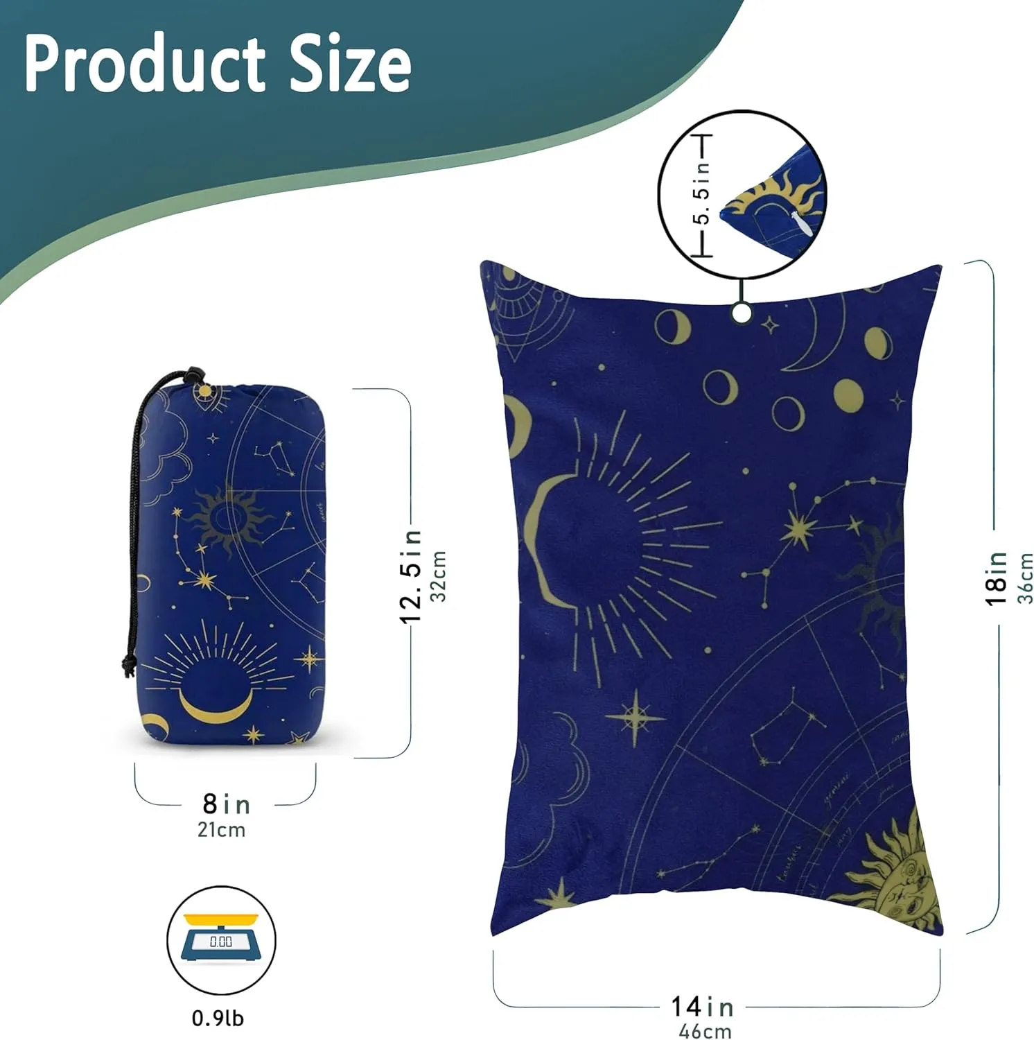 Camping Pillow Shredded Memory Foam Travel Pillows for Sleeping Compressible Lightweight Camp Pillow Washable Backpacking Pillow for Camping & Hiking Firm Supportive Small Pillow for Travel