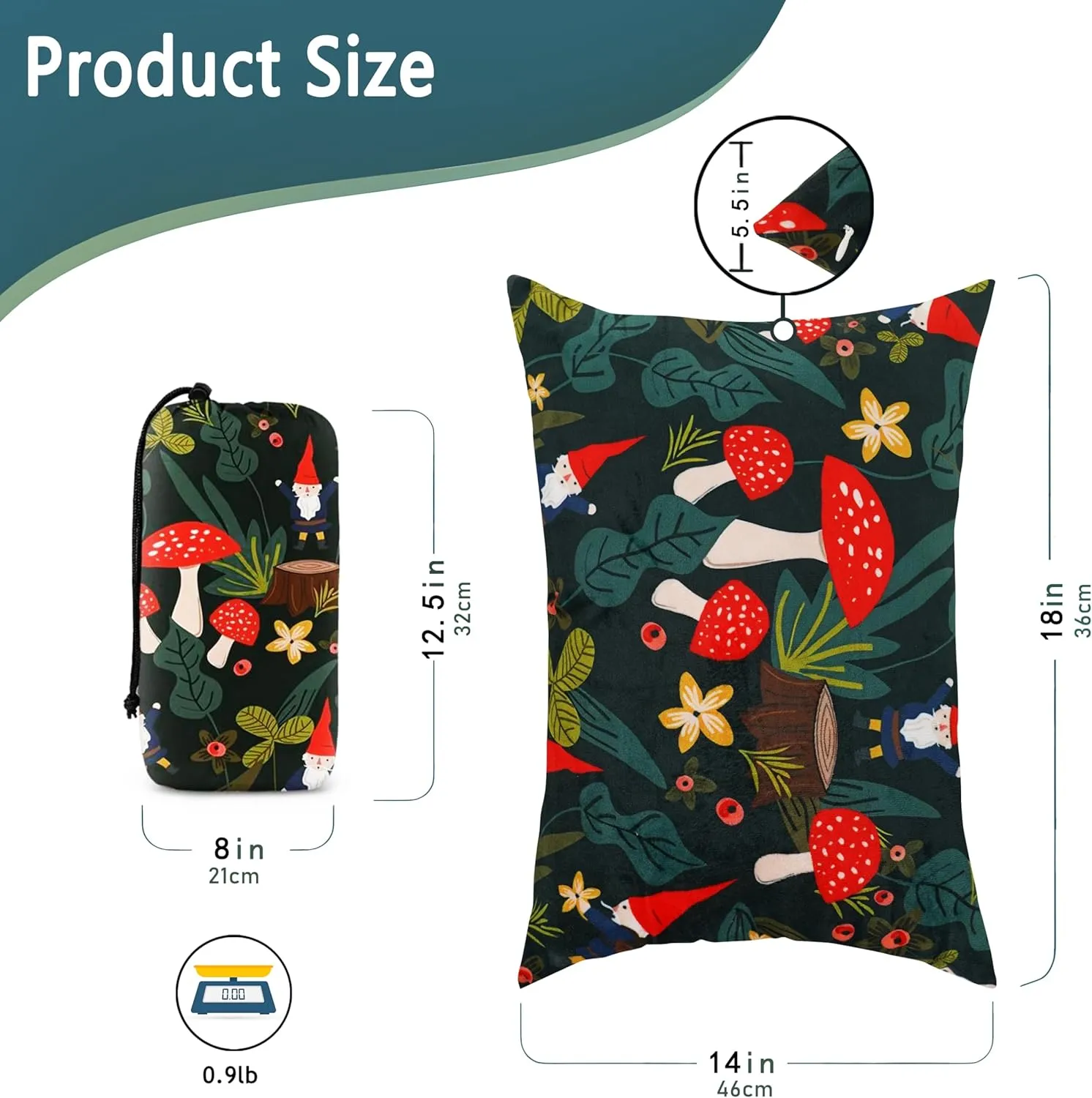 Camping Pillow Shredded Memory Foam Travel Pillows for Sleeping Compressible Lightweight Camp Pillow Washable Backpacking Pillow for Camping & Hiking Firm Supportive Small Pillow for Travel