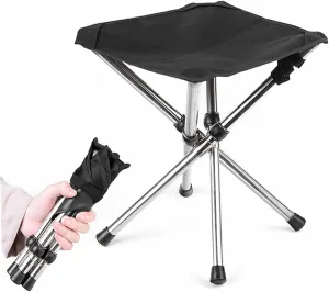 Camping Stool 10.2inch High Folding Camp Stool 220lbs Heavy Loading Tripod Chair Portable Wear-Resistant Fishing Stool Folding Chair for Outdoor Walking Hiking Travel