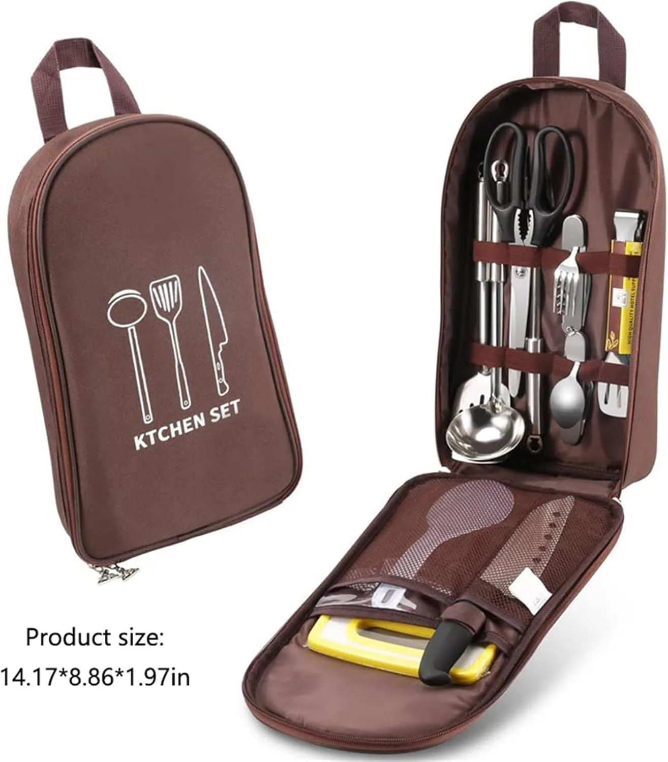 Camping Travel Cooking Utensils Organizer Travel Bag, Portable Small Stuff Case for Storing, Knife Backpack and Waterproof Chef Bag,Portable Pouch for BBQ Camp Cookware Kitchen Kit