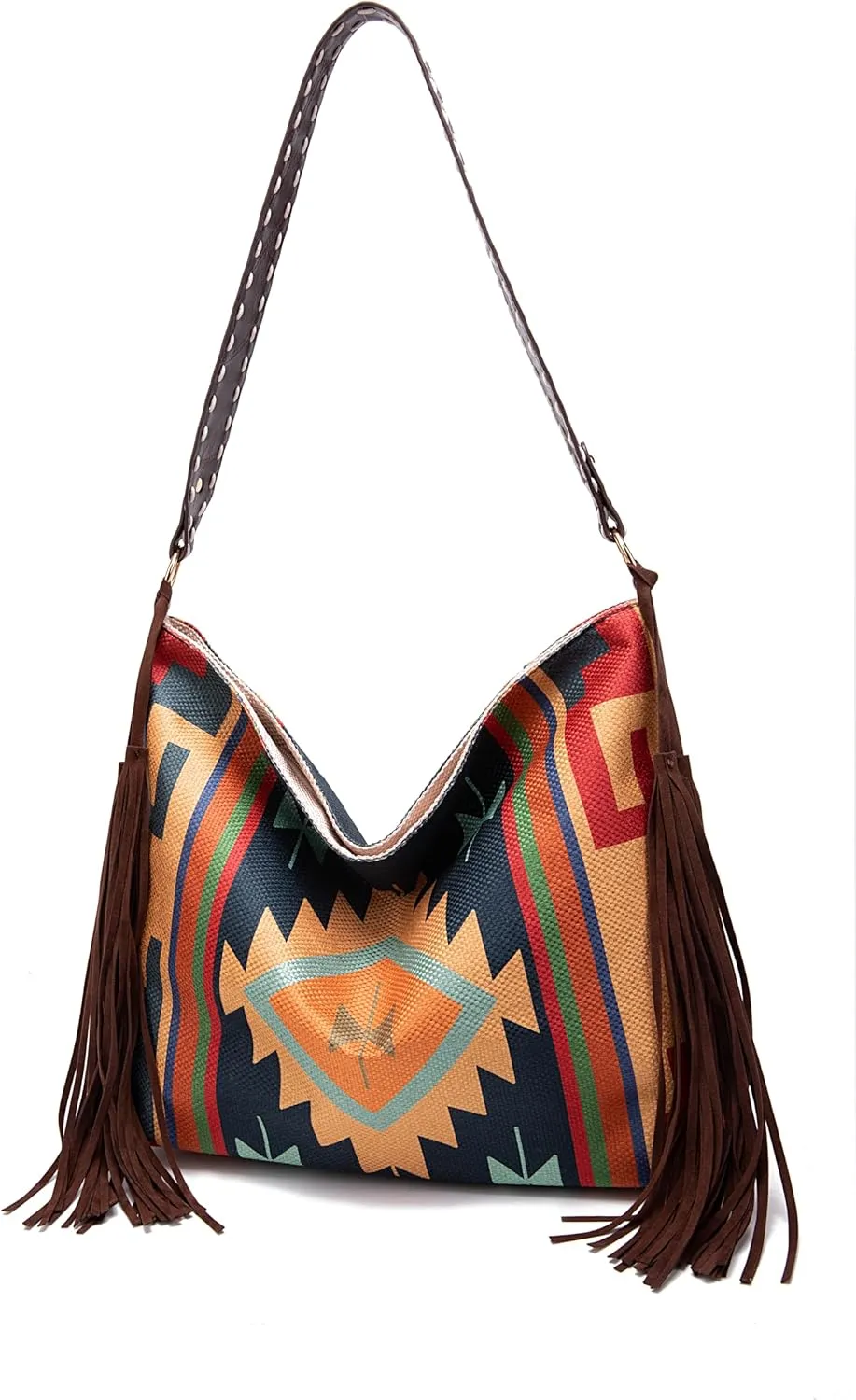 Canvas Tote Bags for Women Handbag Tote Purse with Zipper Ladies Ethnic Travel Tassel Hobo and Shoulder Handbags Large