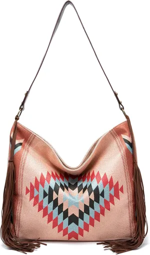 Canvas Tote Bags for Women Handbag Tote Purse with Zipper Ladies Ethnic Travel Tassel Hobo and Shoulder Handbags Large