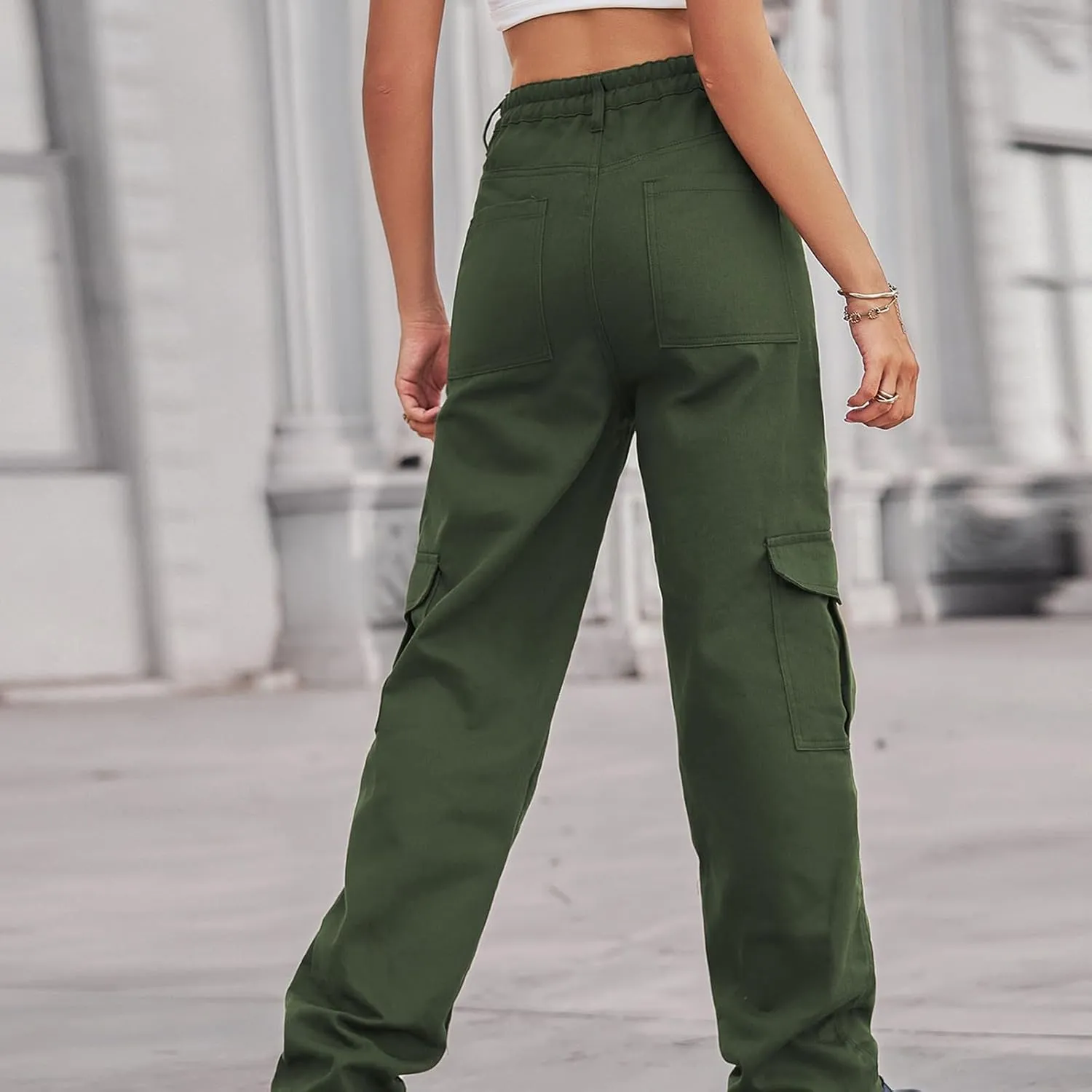 Cargo Jeans for Women Baggy Jeans Slacks Straight-Leg Pants Wrinkle Free Pants Business Casual Denim Pants