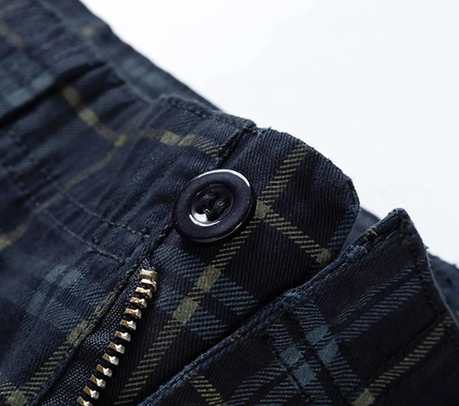 Casual Cargo Plaid Shorts for Men Classic Plaid Print Waist Cargo Shorts with Pocket Tactical Work Shorts