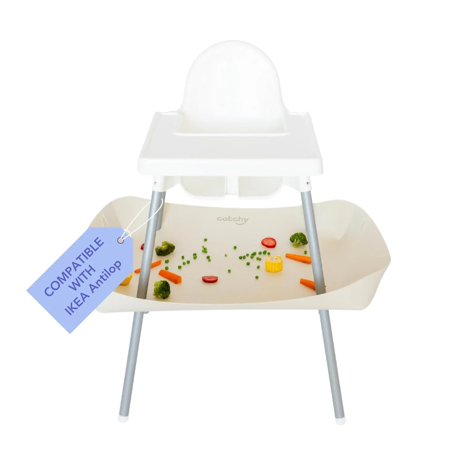 CATCHY -Food Catcher-Compatible with IKEA Antilop High Chair   11 Other High Chairs- Highchair Sold Separately -Baby & Toddler Food & Mess Catcher-Premium Linen Inspired - Under High Chair Accessory