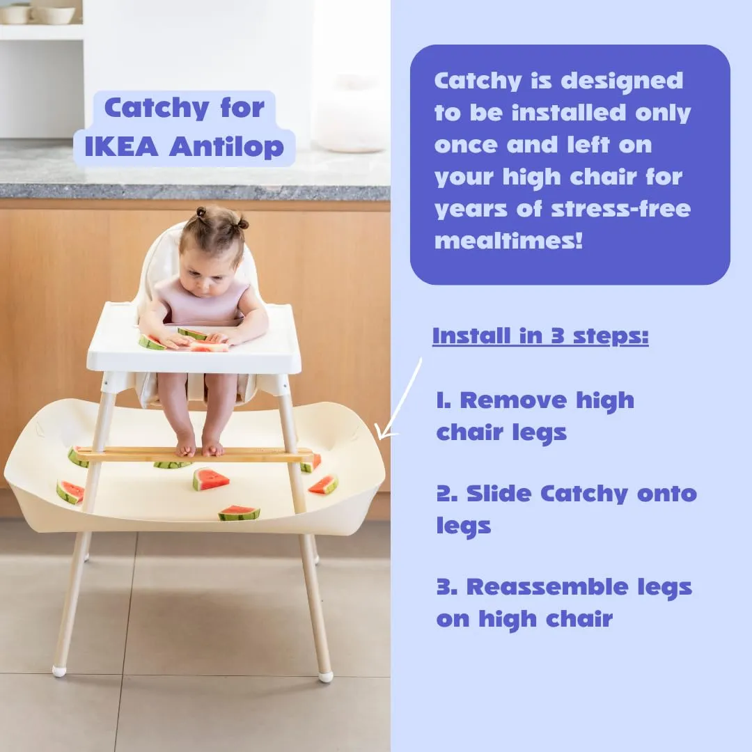 CATCHY -Food Catcher-Compatible with IKEA Antilop High Chair   11 Other High Chairs- Highchair Sold Separately -Baby & Toddler Food & Mess Catcher-Premium Linen Inspired - Under High Chair Accessory