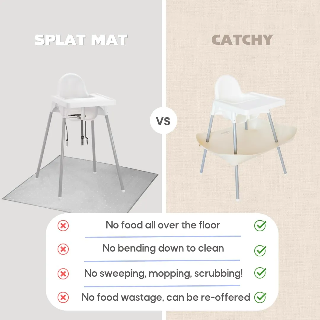 CATCHY -Food Catcher-Compatible with IKEA Antilop High Chair   11 Other High Chairs- Highchair Sold Separately -Baby & Toddler Food & Mess Catcher-Premium Linen Inspired - Under High Chair Accessory
