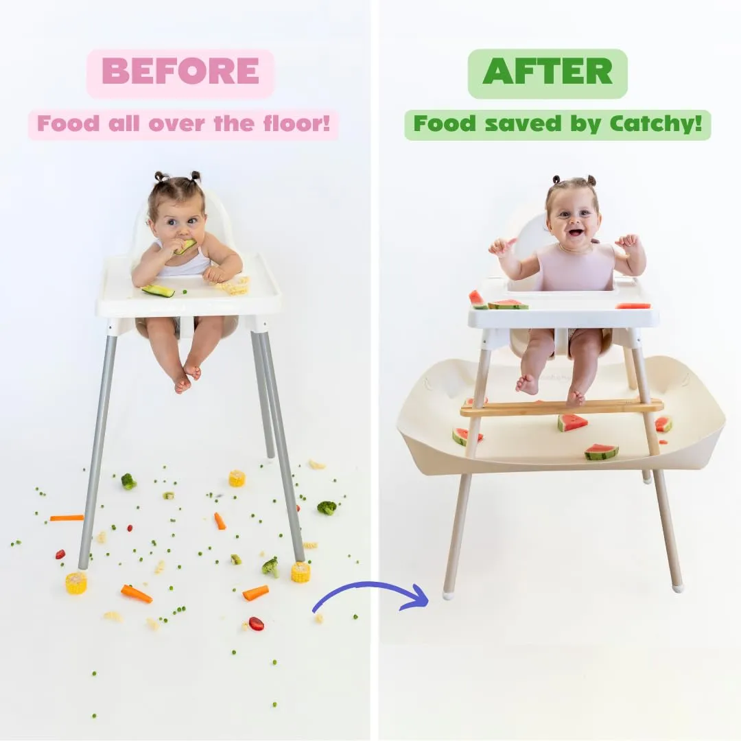 CATCHY -Food Catcher-Compatible with IKEA Antilop High Chair   11 Other High Chairs- Highchair Sold Separately -Baby & Toddler Food & Mess Catcher-Premium Linen Inspired - Under High Chair Accessory