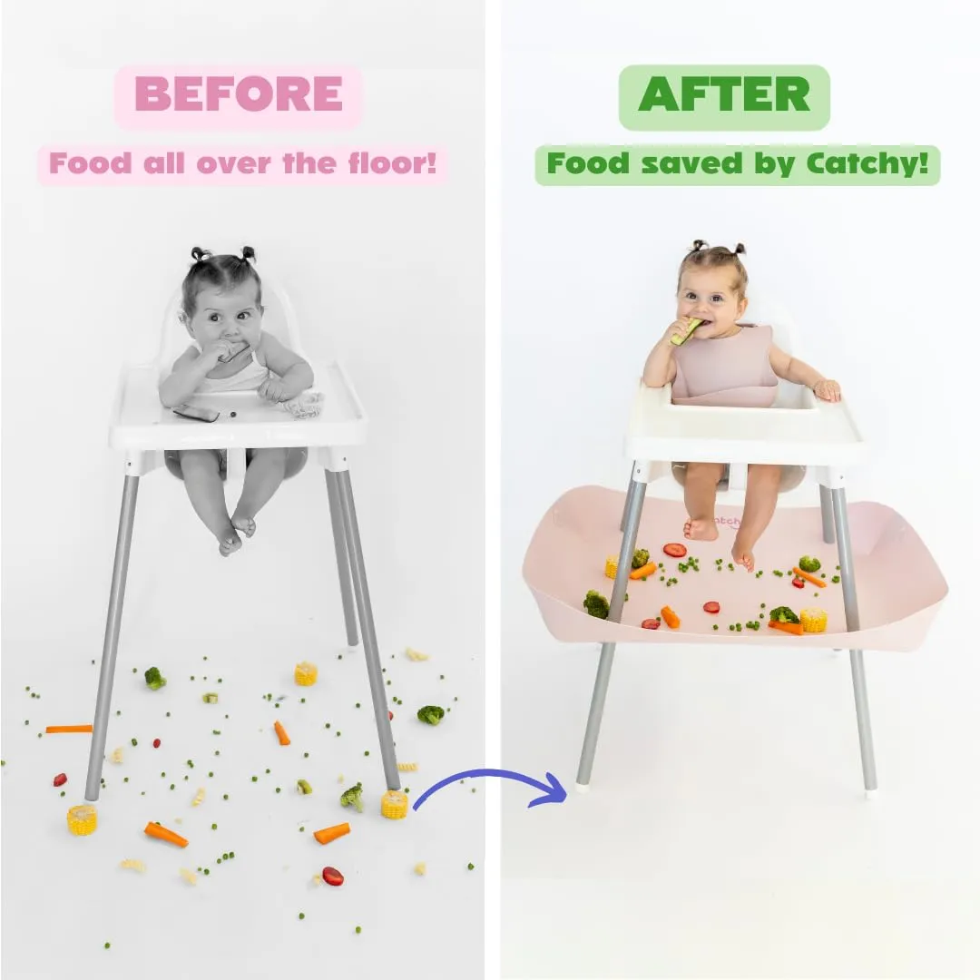 CATCHY -Food Catcher- Compatible with IKEA Antilop High Chair   11 Other High Chairs -Highchair Sold Separately- Baby & Toddler Food & Mess Catcher -Premium Linen Inspired- Under High Chair Accessory