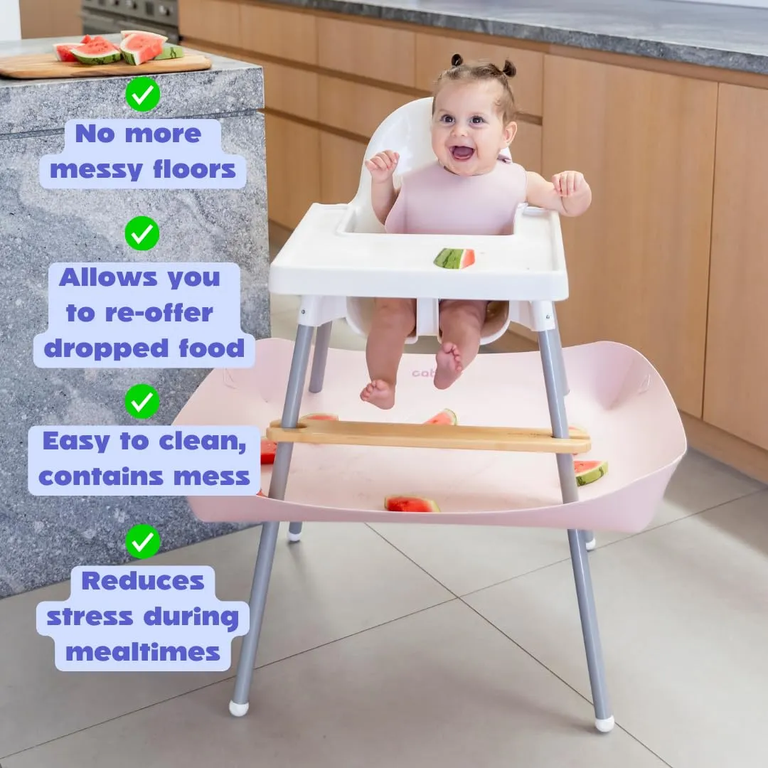 CATCHY -Food Catcher- Compatible with IKEA Antilop High Chair   11 Other High Chairs -Highchair Sold Separately- Baby & Toddler Food & Mess Catcher -Premium Linen Inspired- Under High Chair Accessory
