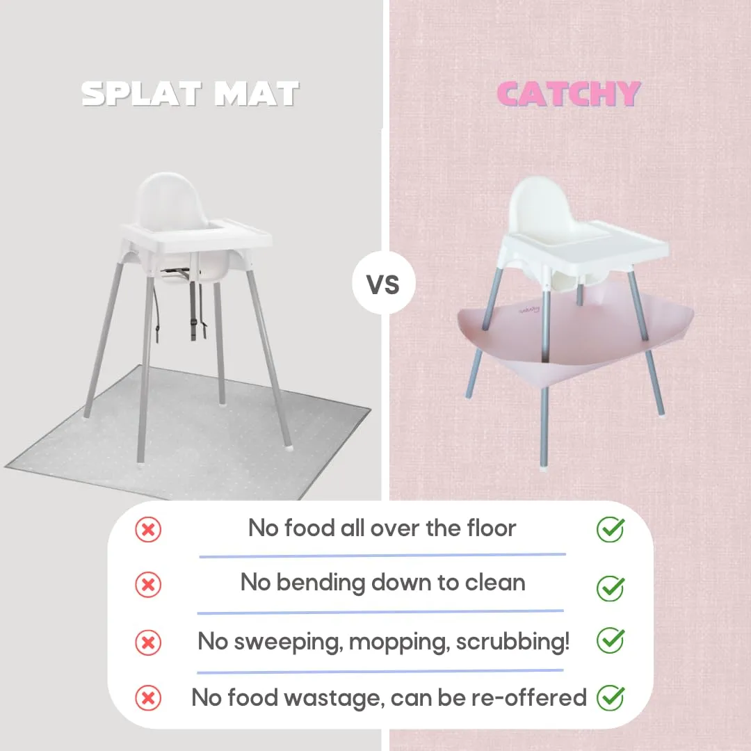 CATCHY -Food Catcher- Compatible with IKEA Antilop High Chair   11 Other High Chairs -Highchair Sold Separately- Baby & Toddler Food & Mess Catcher -Premium Linen Inspired- Under High Chair Accessory