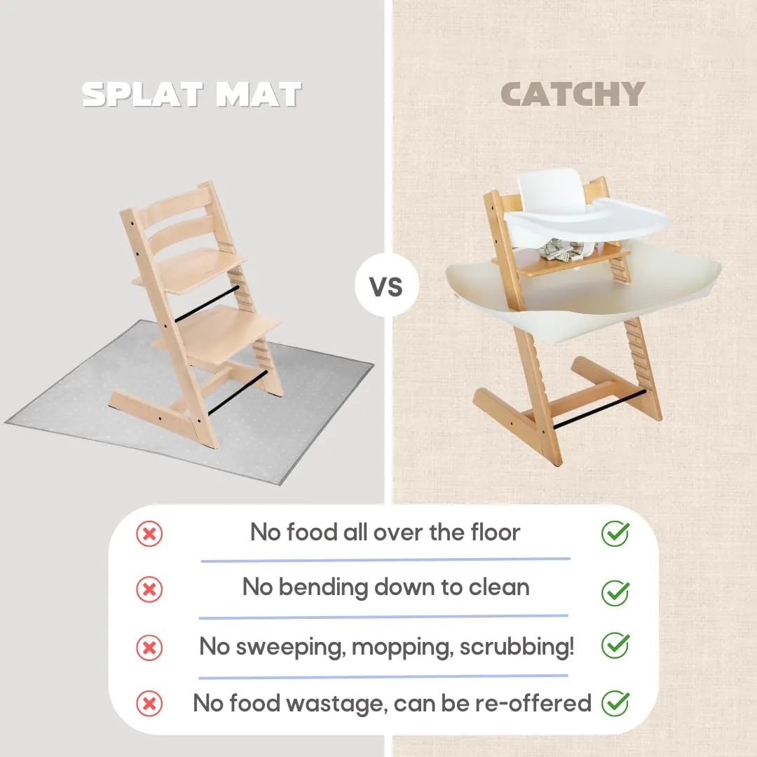 CATCHY -Food Catcher-Compatible with Stokke Tripp Trapp High Chair  11 Other High Chairs-Highchair Sold Separately-Baby & Toddler Food & Mess Catcher-Premium Linen Inspired -Under High Chair Accessory