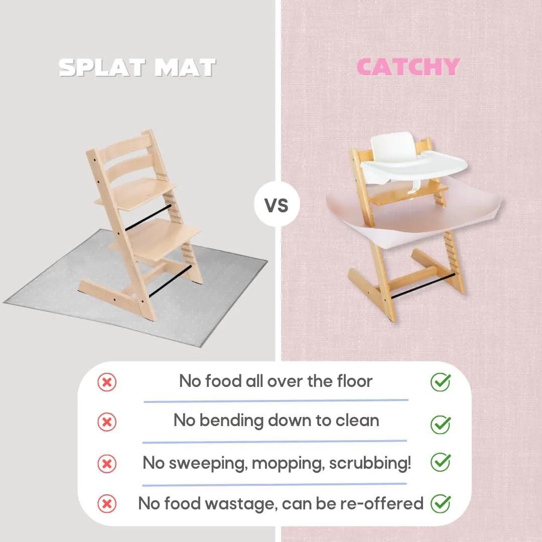 CATCHY -Food Catcher-Compatible with Stokke Tripp Trapp High Chair  11 Other High Chairs-Highchair Sold Separately-Baby & Toddler Food & Mess Catcher-Premium Linen Inspired -Under High Chair Accessory