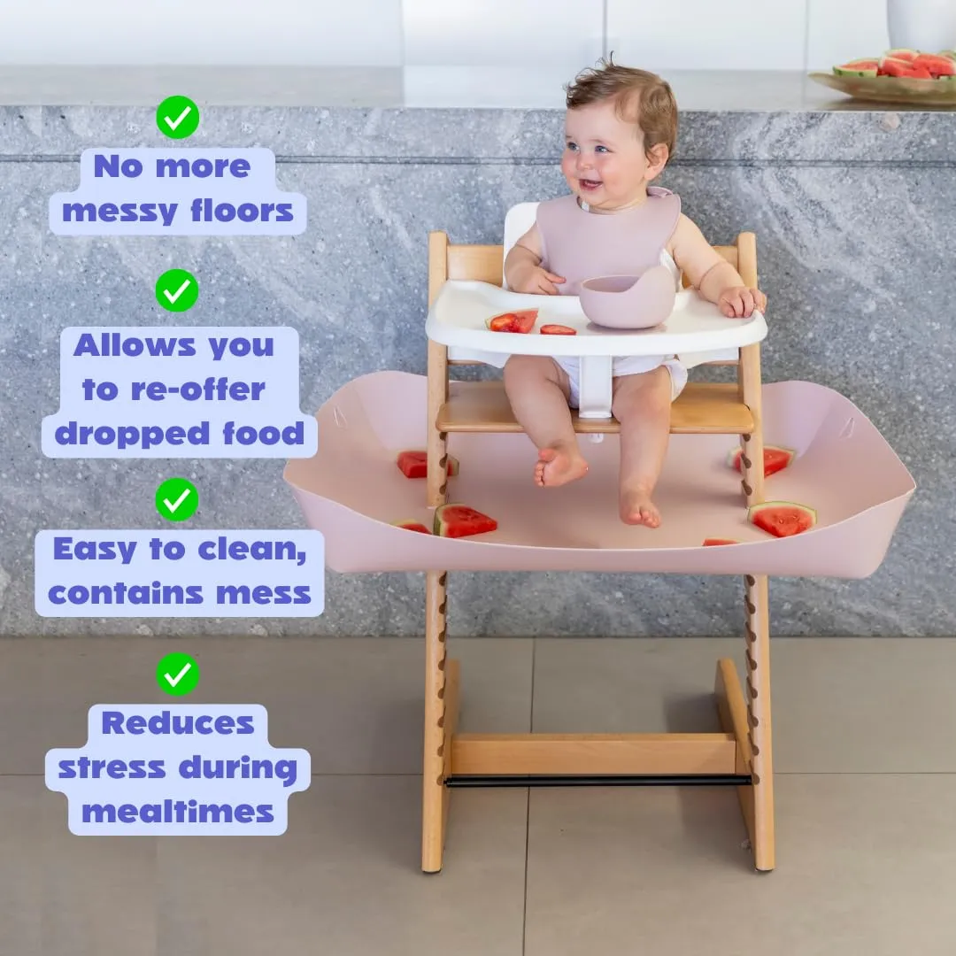 CATCHY -Food Catcher-Compatible with Stokke Tripp Trapp High Chair  11 Other High Chairs-Highchair Sold Separately-Baby & Toddler Food & Mess Catcher-Premium Linen Inspired -Under High Chair Accessory