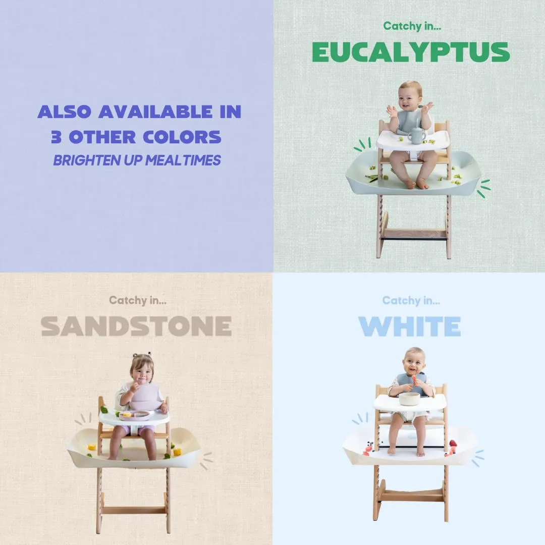 CATCHY -Food Catcher-Compatible with Stokke Tripp Trapp High Chair  11 Other High Chairs-Highchair Sold Separately-Baby & Toddler Food & Mess Catcher-Premium Linen Inspired -Under High Chair Accessory