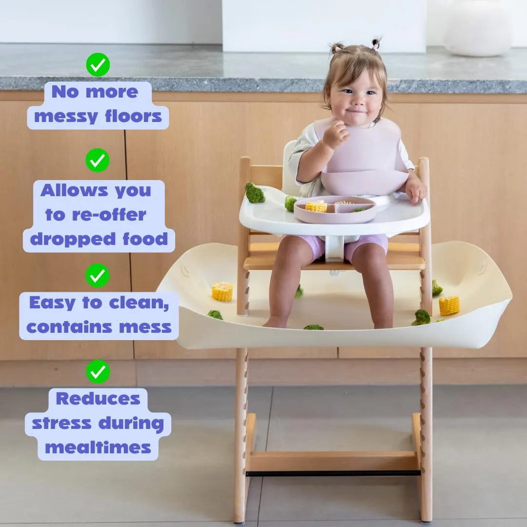 CATCHY -Food Catcher-Compatible with Stokke Tripp Trapp High Chair  11 Other High Chairs-Highchair Sold Separately-Baby & Toddler Food & Mess Catcher-Premium Linen Inspired -Under High Chair Accessory