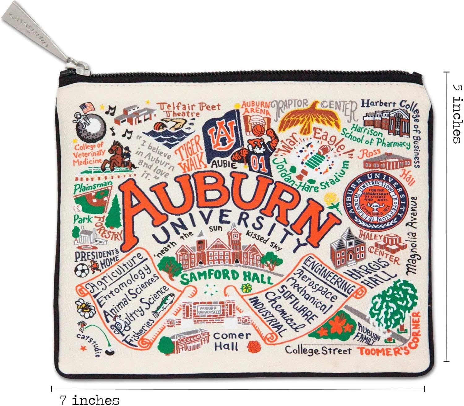 Catstudio Auburn University Collegiate Zipper Pouch Purse | Holds Your Phone, Coins, Pencils, Makeup, Dog Treats, & Tech Tools