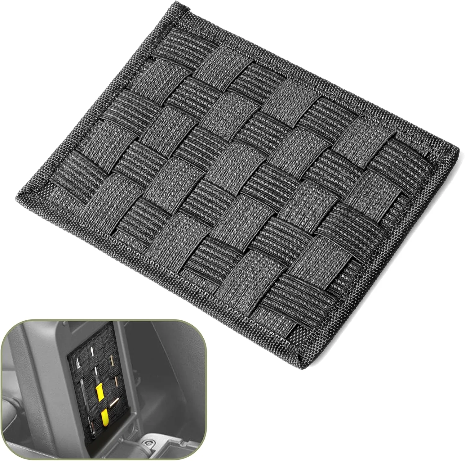 Center Console Organizer MOLLE Panel for 2024 2025 Toyota Tacoma Accessories Armrest Organizer Storage Holder Tactical Pouch Multi-Purpose Utility Gadget Gear Tool Bag