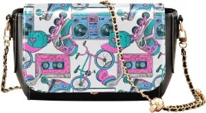 Chain Bag Retro Cassettes Recorder Bike Small Crossbody Bag PU Leather Shoulder Bag