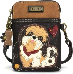 CHALA Cell Phone Crossbody Purse-Women PU Leather/Canvas Multicolor Handbag with Adjustable Strap