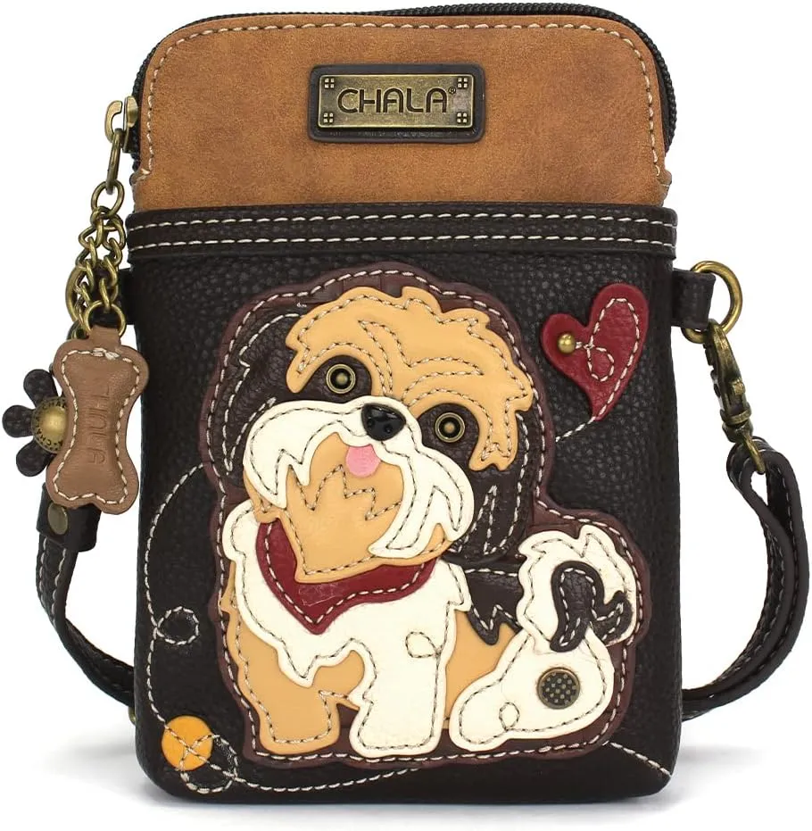 CHALA Cell Phone Crossbody Purse-Women PU Leather/Canvas Multicolor Handbag with Adjustable Strap