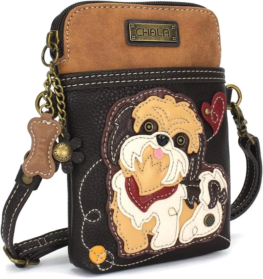 CHALA Cell Phone Crossbody Purse-Women PU Leather/Canvas Multicolor Handbag with Adjustable Strap