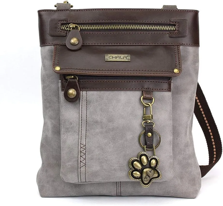 CHALA GEMINI Crossbody Faux Leather Gift Messenger Bag with Double Zip Wallet