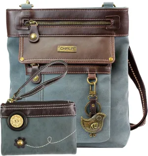 CHALA GEMINI Crossbody Faux Leather Gift Messenger Bag with Double Zip Wallet