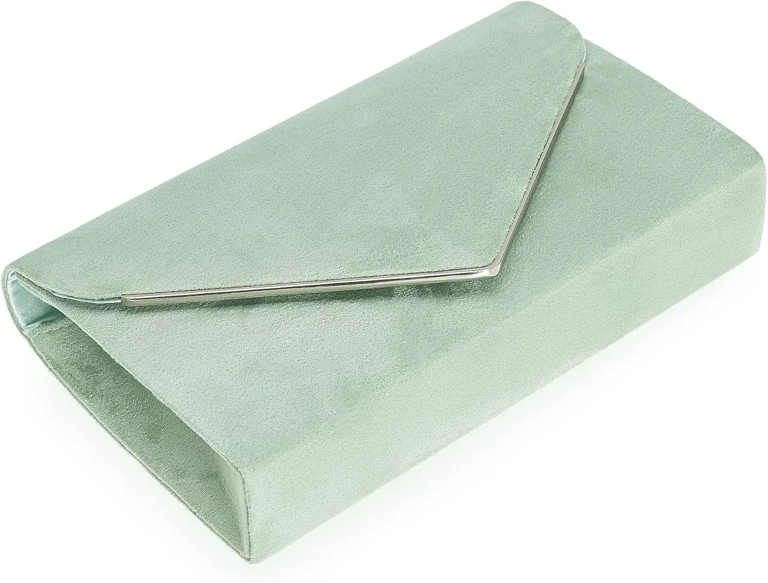 CHARMING TAILOR Faux Suede Clutch Bag Elegant Metal Binding Evening Purse for Wedding/Prom/Black-Tie Events
