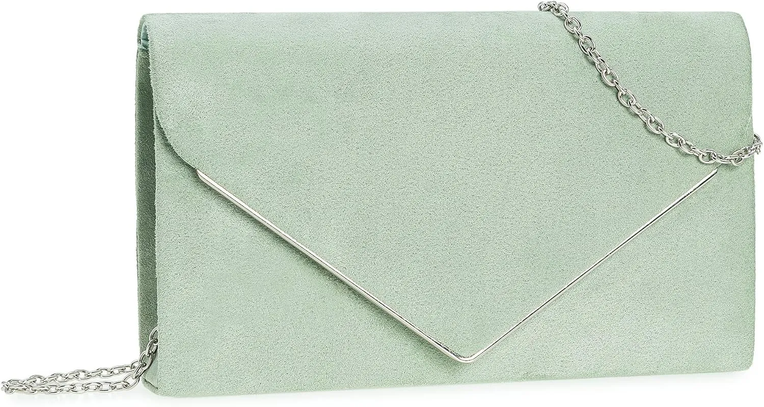 CHARMING TAILOR Faux Suede Clutch Bag Elegant Metal Binding Evening Purse for Wedding/Prom/Black-Tie Events