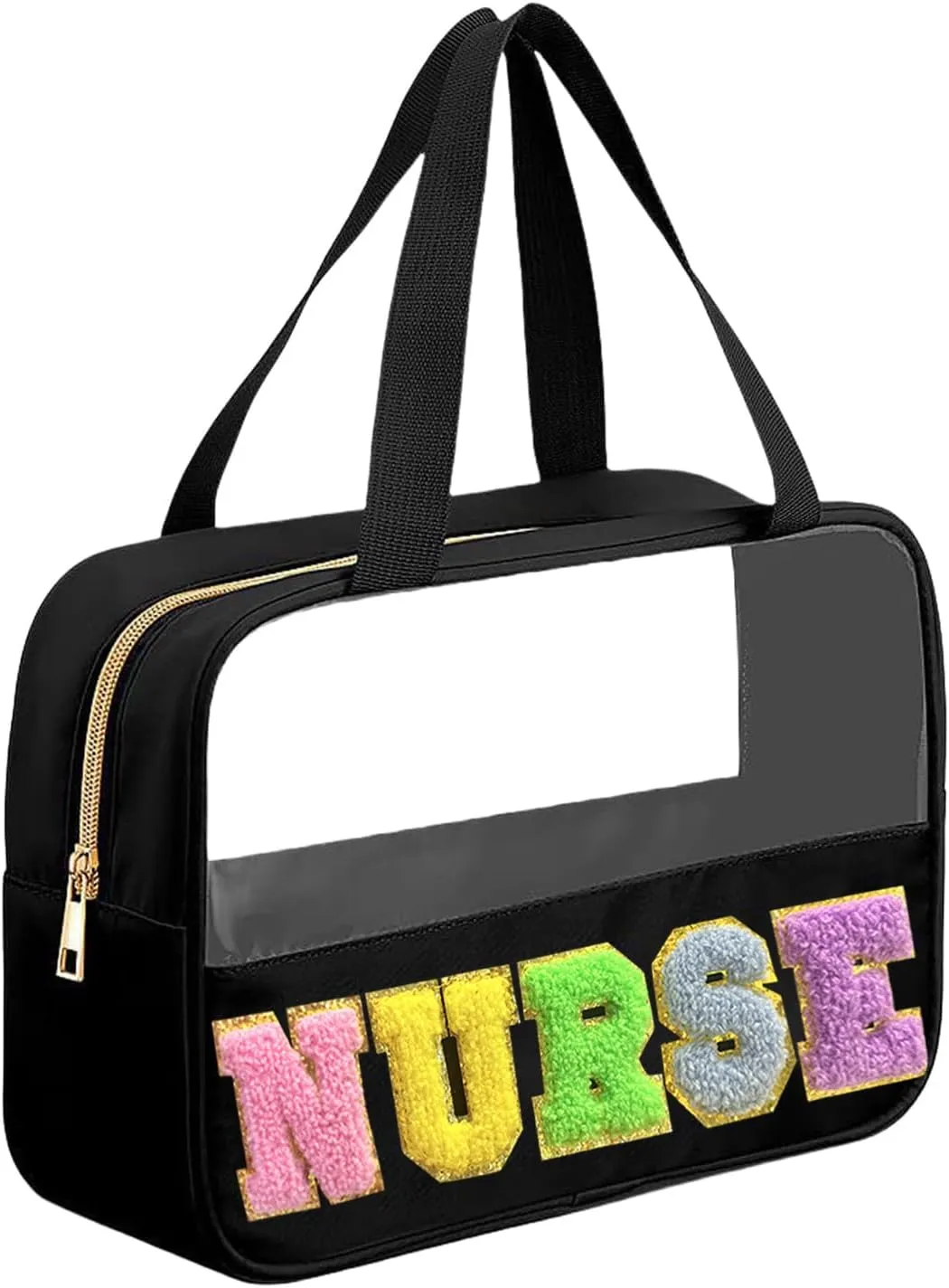 Chenille Letter Nurse Bag Gifts for Women - Clear, Waterproof Nylon Portable Toiletry Bag with Handle and Zipper, Nurse Accessories for Work