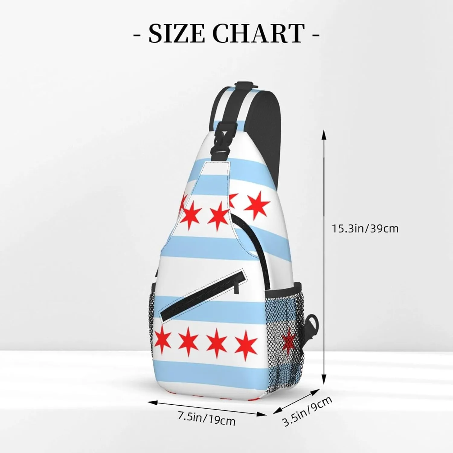 Chicago City Flag Crossbody Bags Sling Backpack Cross Chest Bag Sports Shoulder Bag Gym Fanny Pack Adjustable Cycling Daypack Diagonally Rucksack for Running